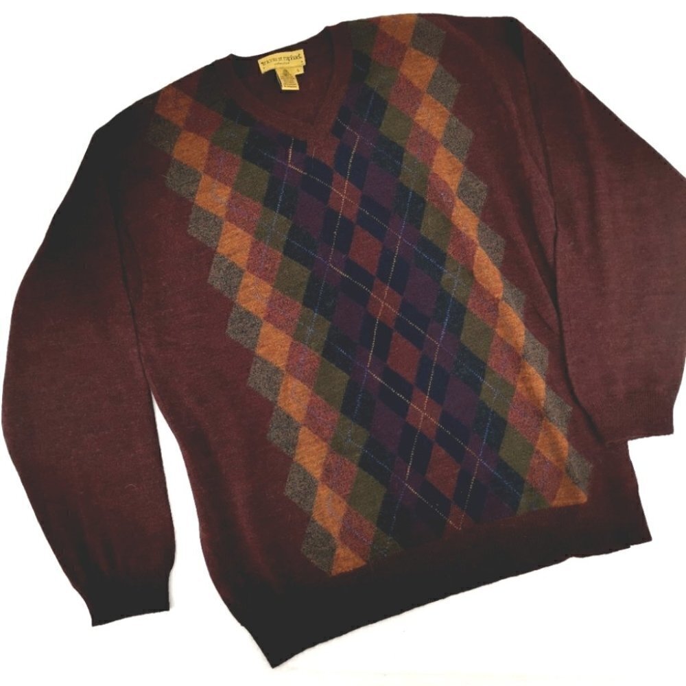 Tricots St Raphael Men's L Red Merino Wool Sweater